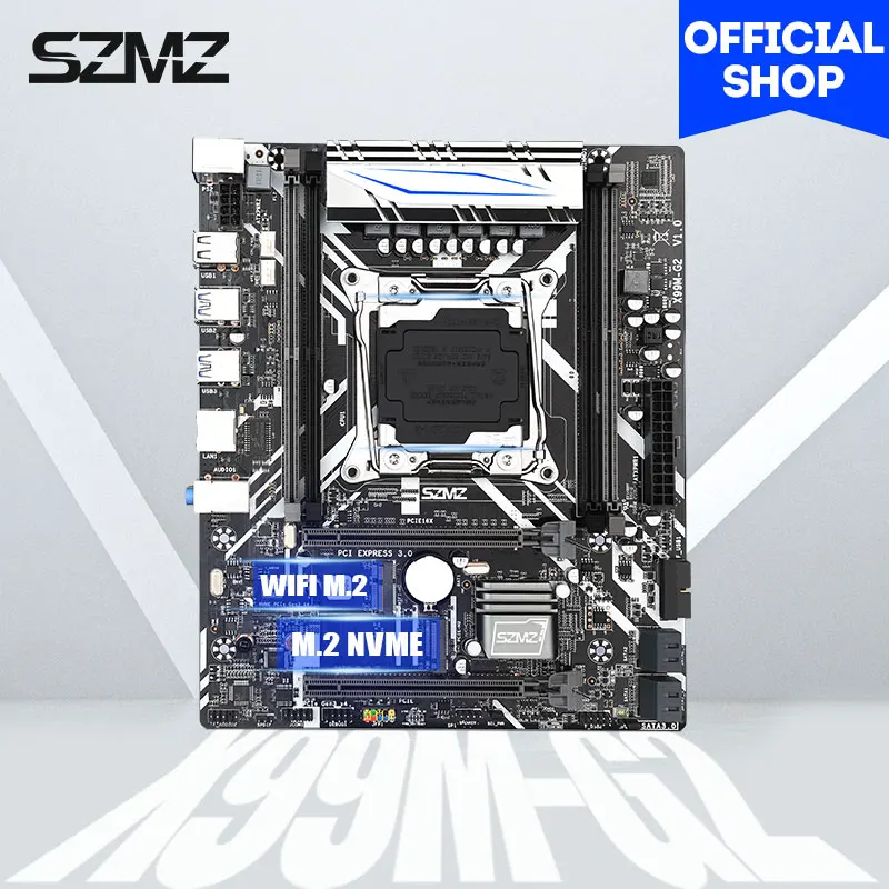 Материнская плата SZMZ X99 LGA 2011 3 с 4 шт. DDR4 ECC REG RAM PCIE 16X и SSD M.2 поддержка E5 2678V3 2620V3 2650V3