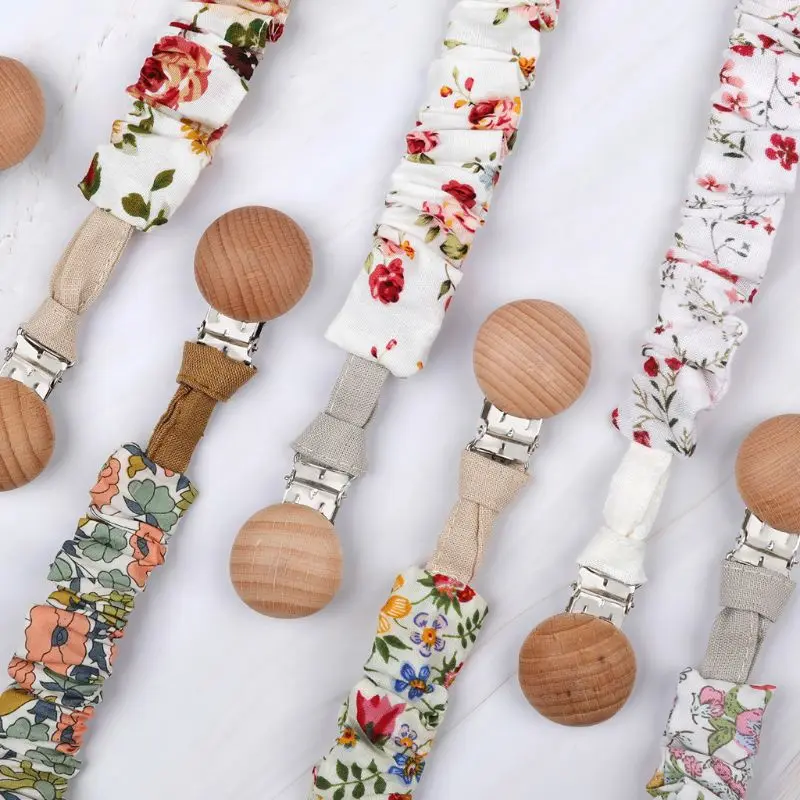 Pacifier Clip Baby Infant Cotton Pacifier Clip for Newborn Teething Soother Chew Dummy Chains