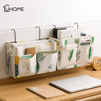 

Large Marble Plants Printing Hanging Storage Bag Bedside Storage Organizer Dorm Room Phone Book Storage Bag Holder for Bed Rails