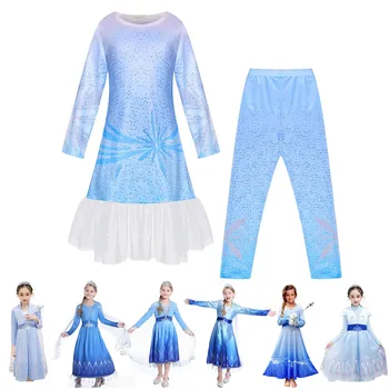 

Girls Princess Elsa Winter Inspired Dress Snow Queen Cosplay New Year Costumes Teenage Warm Elegant Evening Party Frocks 2-12T