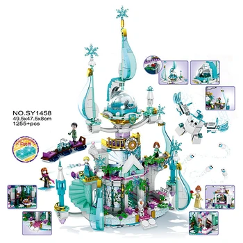

1255pcs New Elsa Anna Belle Ariel Moana Cinderella Ice Castle Building Blocks Bricks Princess Girl Friends Christmas Toys