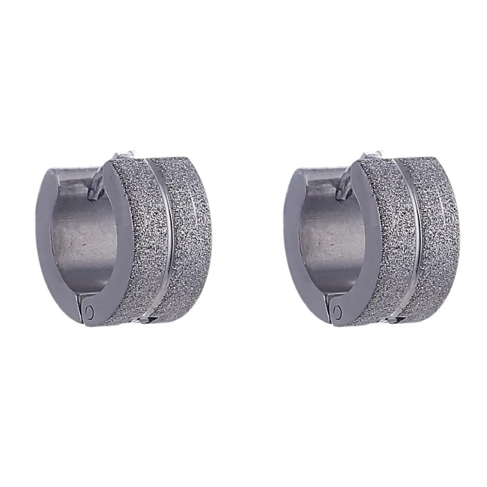 Посеребренный Fashion Cool Stainless Steel Round Stud Earrings For Women Men Simple Earrings Jewelry - Окраска металла: Посеребренный