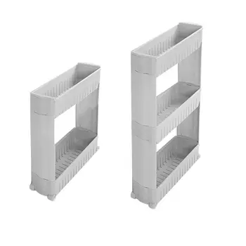 

Mobile Shelving Unit Organizer with 3 Large Storage Baskets, Slim Slide Out Pantry Storage Rack for Narrow Spaces