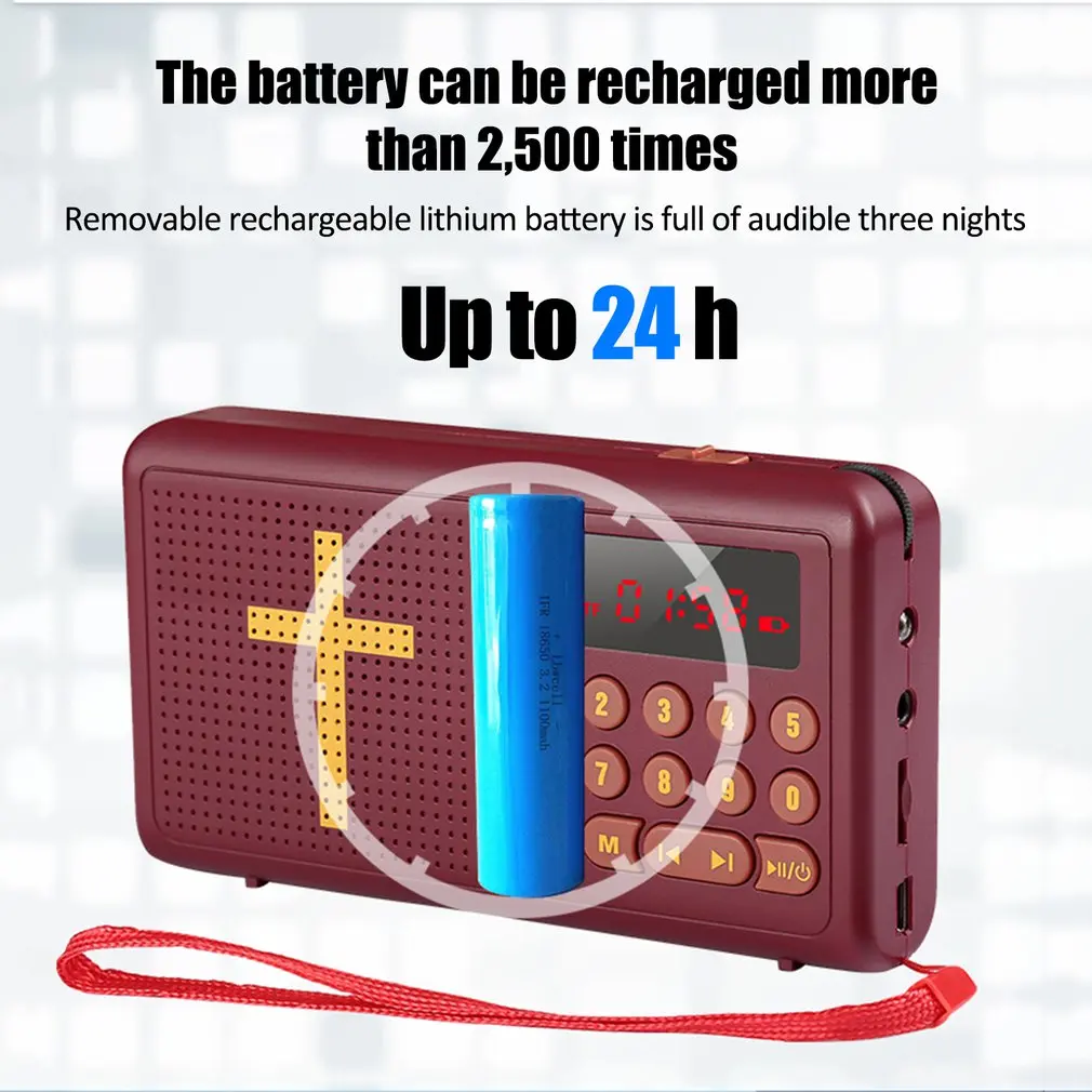 MP3 аудио Библейский плеер динамик Поддержка TF/SD карты USB флэш-накопитель аудио вход наушники выход и fm-радио