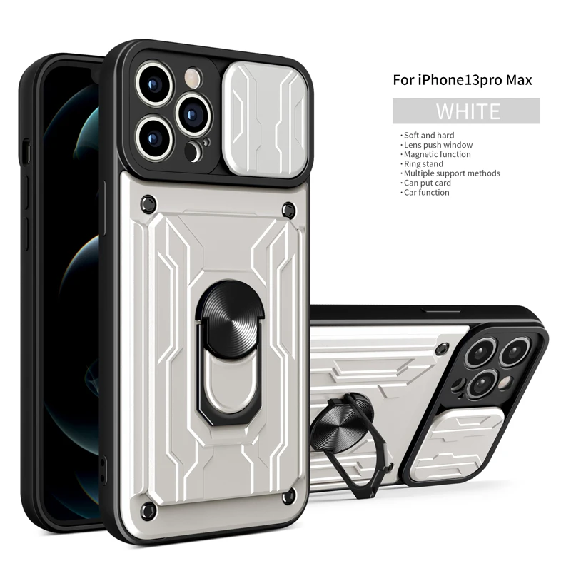 New Funda Case for iPhone 13 Pro Max 12 Pro Max 11 Pro XS Max Card Slot Magnetic Bracket Anti-fall Armor Coque Phone Case Cover phone pouch bag