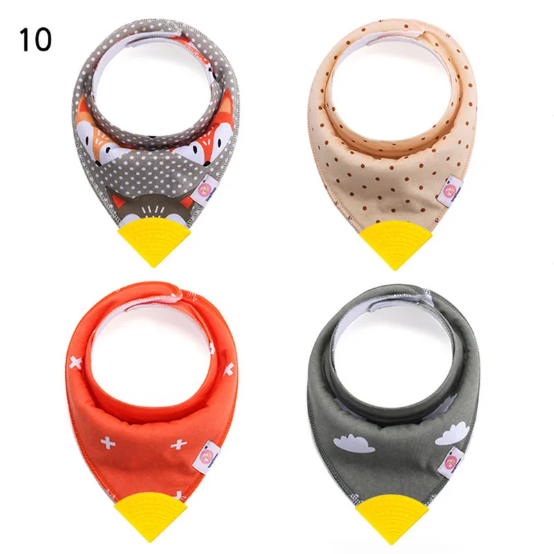 cute baby accessories Baby Bibs with Teether Baby Stuff Triangle Bib Silicone Baby Scarf Cotton Drooling Towel Burp Cloth Infant Feeding Towel baby essential 