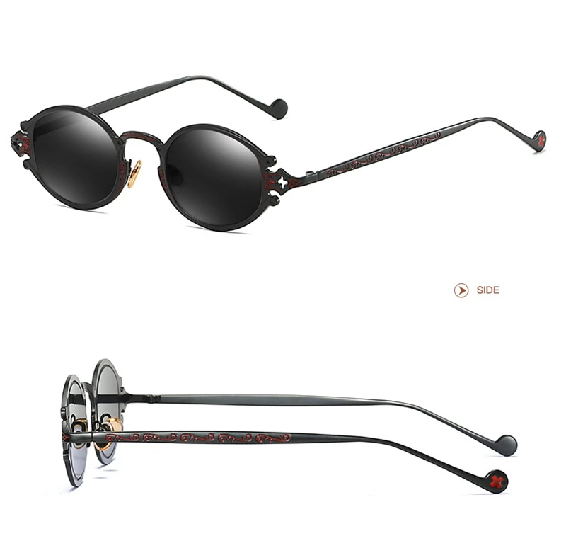 Iboode очки с украшениями для резьбы по подбородку женские популярные готические маленькие овальные панк Солнцезащитные очки Мужские брендовые Ретро Солнцезащитные очки женские UV400