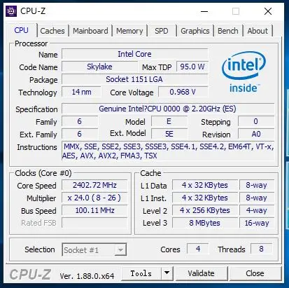 Четырехъядерный процессор Intel core i7 es QH8E 2,2 ГГц Восьмиядерный процессор L2 = 1M L3 = 8M 6700K 6400T LGA 1151