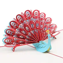 3D Павлин всплывающая открытка на день рождения для жены, мужчины, дети, День Святого Валентина, Выпускной День матери, Подарочная открытка, поздравительная открытка(красный