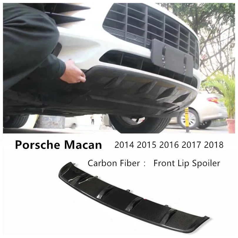 Передний и задний спойлер из углеродного волокна для Porsche Macan бампер диффузор спойлеры - Цвет: Front  Lip Spoiler