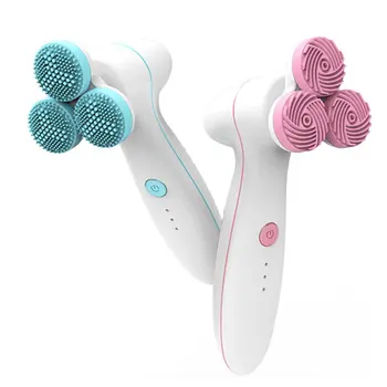 

Three-Wheeled Spa Cleansing Instrument Electric Massage Facial Cleansing Artifact Electric Silicone Wash Meter