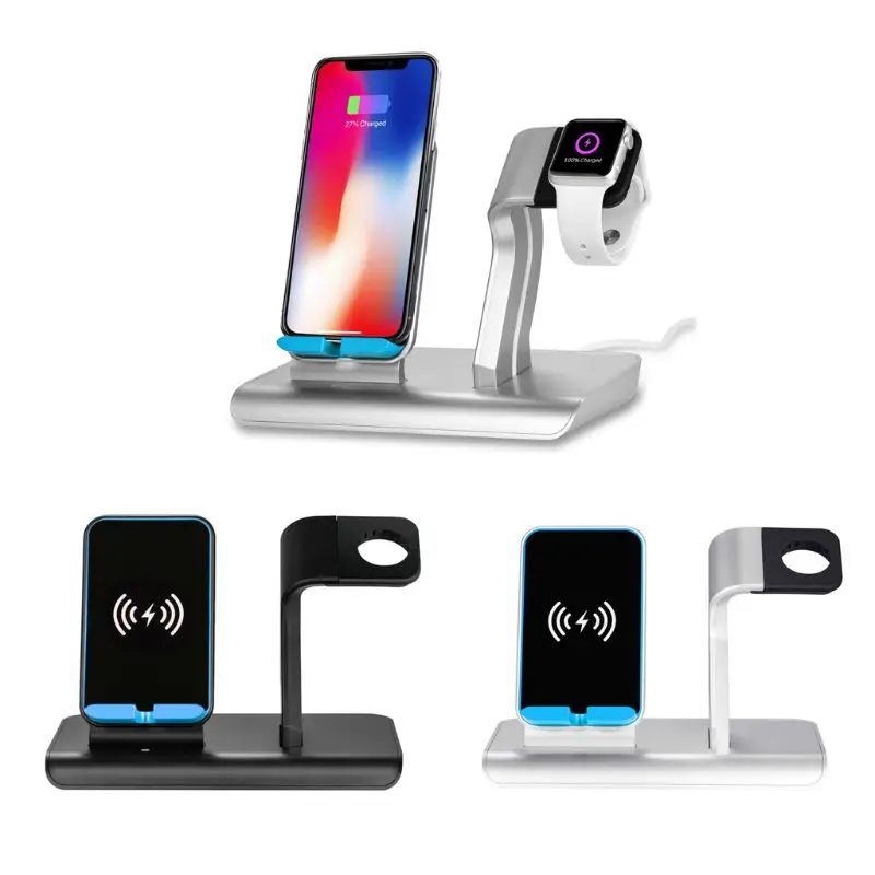 

10W 2in1 Qi Wireless Fast Charger Stand Dock for iPhone X XS XR 8 Plus Samsung Huawei Cradle Holder for Apple Watch 1/2/3/4 Seri