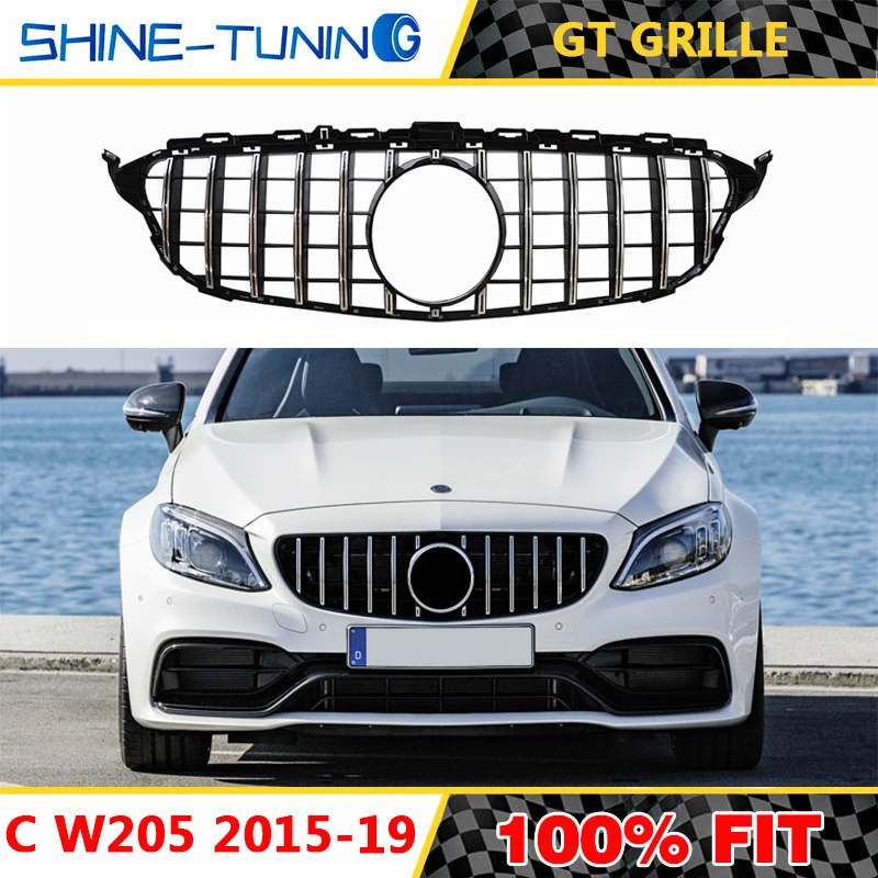 Suitable For Mercedes New C Class W5 Gt R Gtr Grille 19 C180 C0 C250 C300 Without Emblem 15 19 With Without Camera 19 Racing Grills Aliexpress