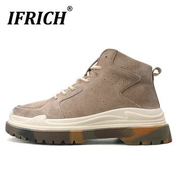 

New Luxury Brand Mens Leather Boots Top Quality Ankle Boots For Men Comfortable Man Casual Shoes Thick Bottom Men Tactical Boots
