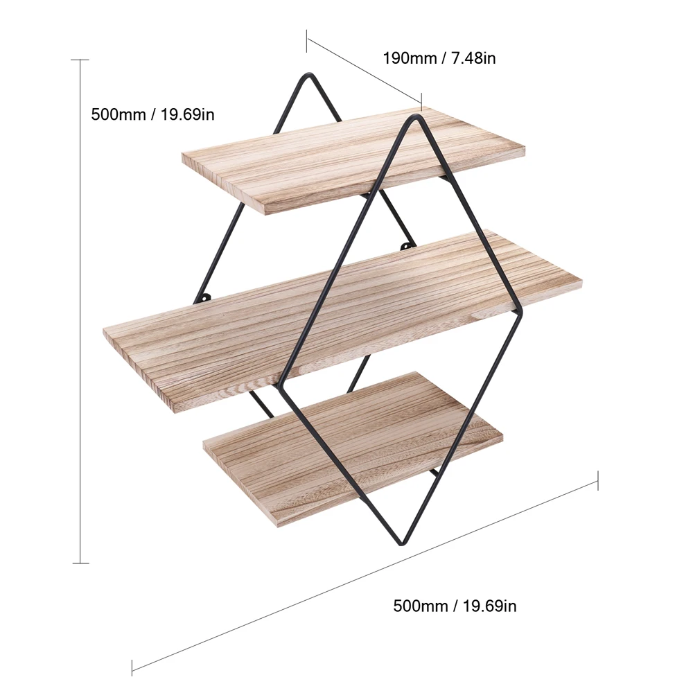 Для дома, древесные настенные полки, металлическая полка для хранения на стене, железная стойка для хранения, настенный держатель, декоративные настенные полки, трехуровневые