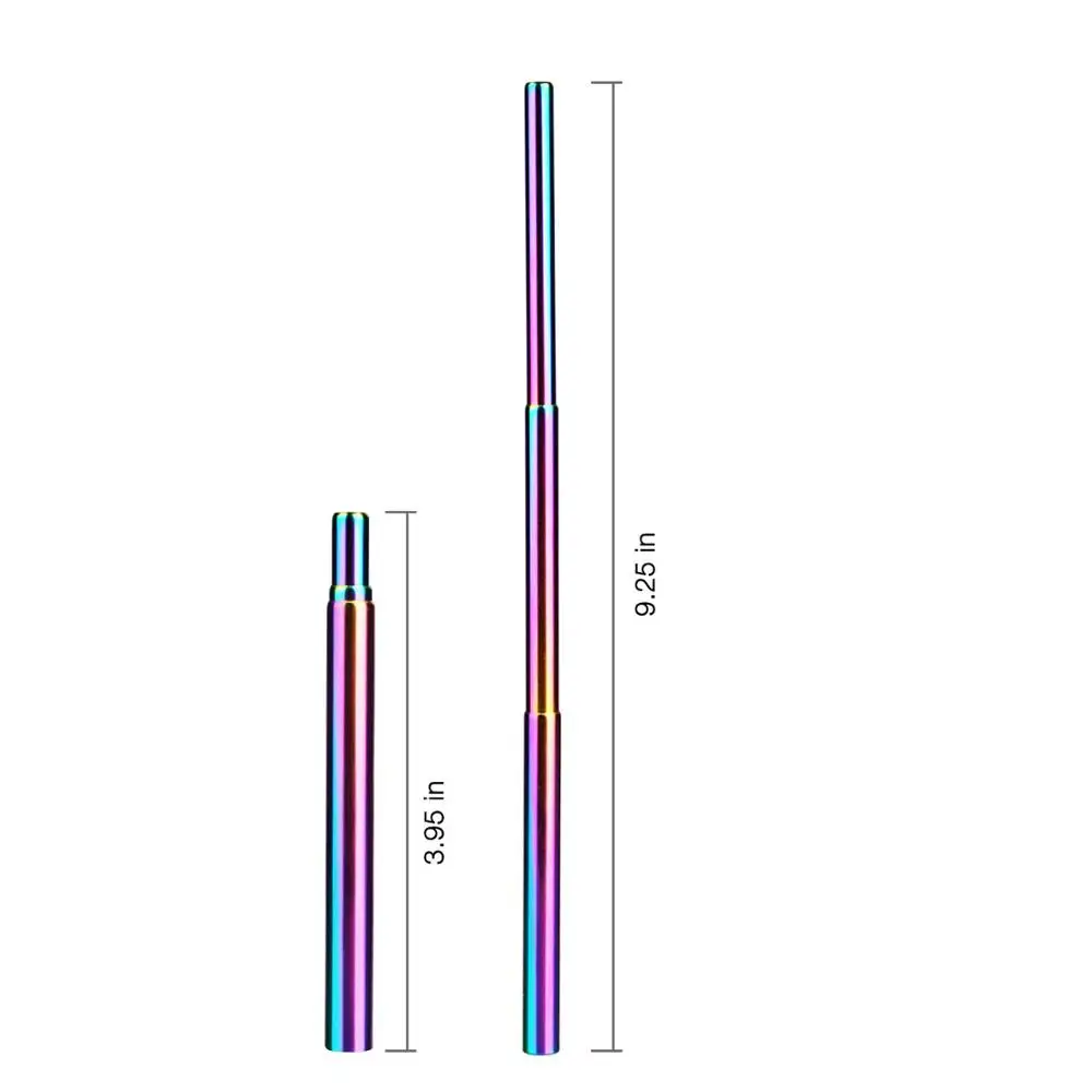  FUHAIHE Wholesale Colorful Collapsible Stainless Steel Metal Straw Portable Telescopic Straw Drinki