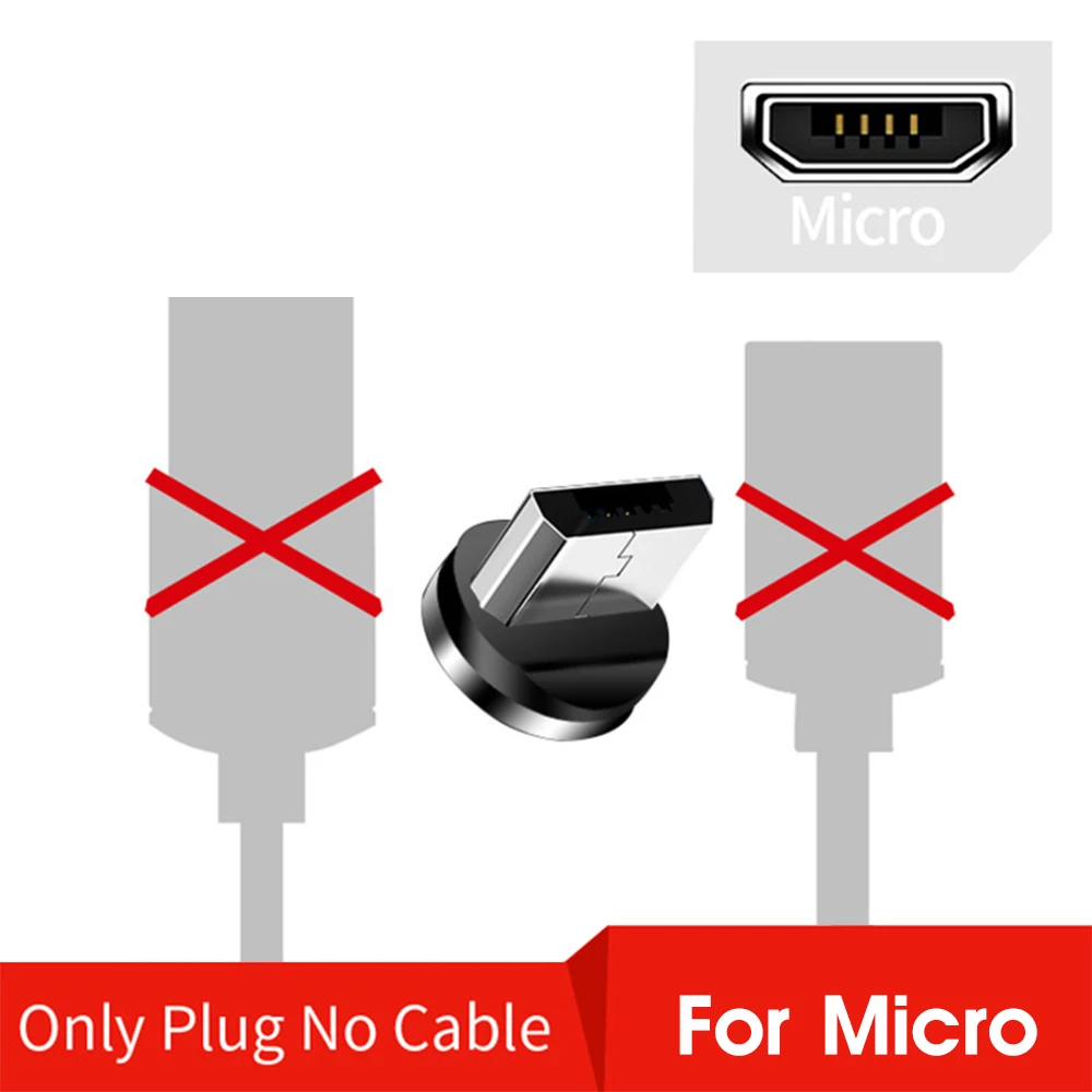 Магнитный Micro USB кабель, 1 м, 2 А, для Xiaomi Redmi, Тип C, Android, штепсельный кабель для huawei Honor, алюминиевый локоть, магнитный кабель для зарядки - Цвет: Only Micro Plug