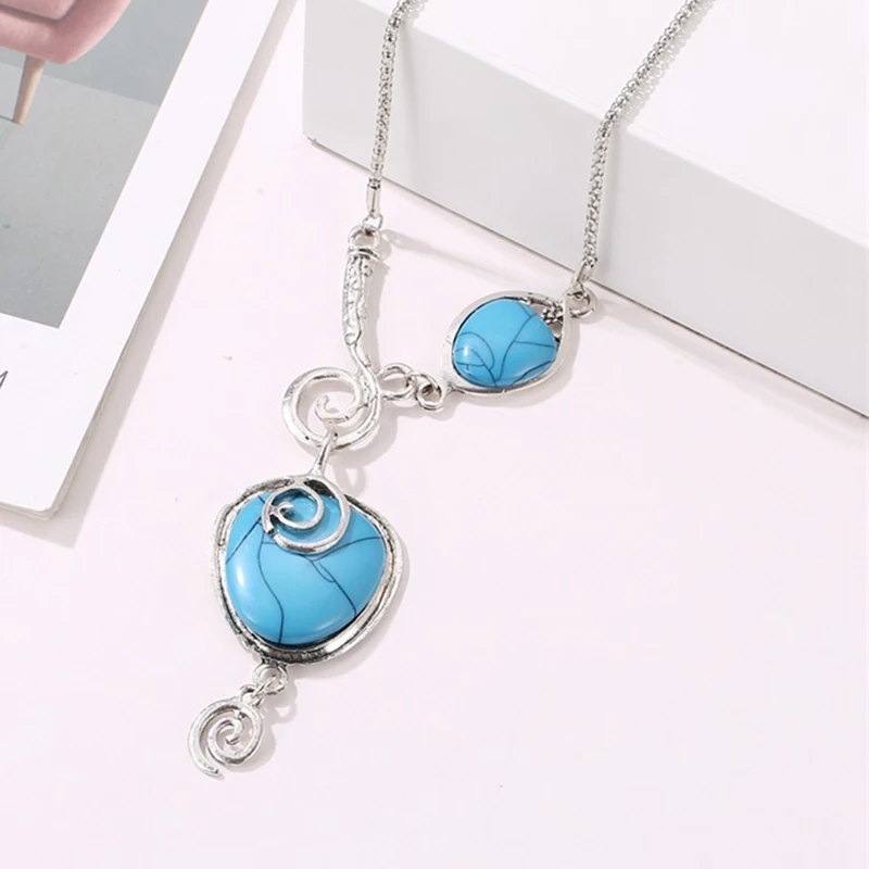 Необычный Медальон натуральный камень necklace ISES ожерелье для женщин винтажный античный уникальный с серебряным покрытием дизайн модные ювелирные изделия