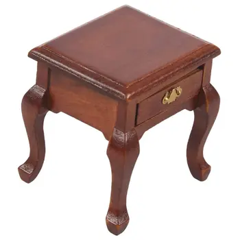 

1/12 Dollhouse Miniature Wooden Furniture Bedside Cabinet Brown