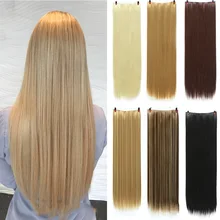 Lupu, прямые волосы, женский парик, клипса, 24 дюйма, черный, коричневый, высокая температура, синтетические волосы на клипсах, 5 клипсов, синтетические волосы для наращивания