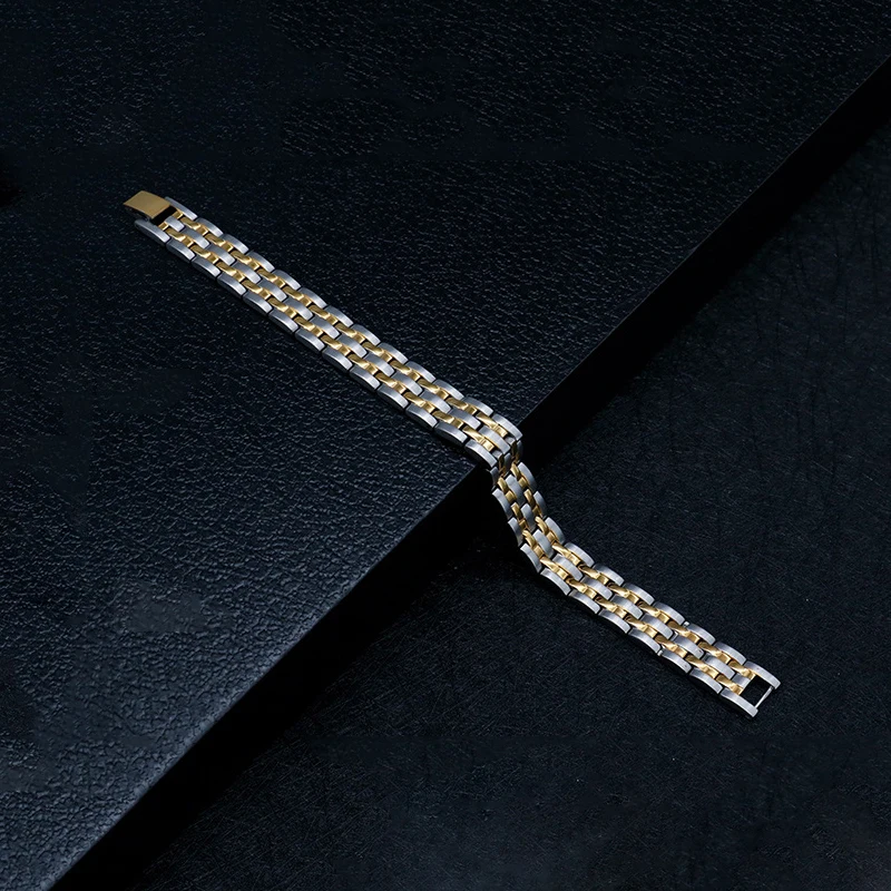Magnetic Stainless Steel Bracelet 20.5cm for Men Gold Color Powerful Magnet Health Energy Bracelets pulseira magnetica