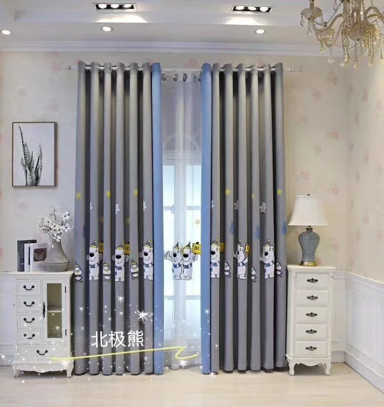 

Nordic Blue Mediterranean Curtains for Living Dining Room Bedroom Cartoon Children Boy Bedroom Boy Room Room Curtain