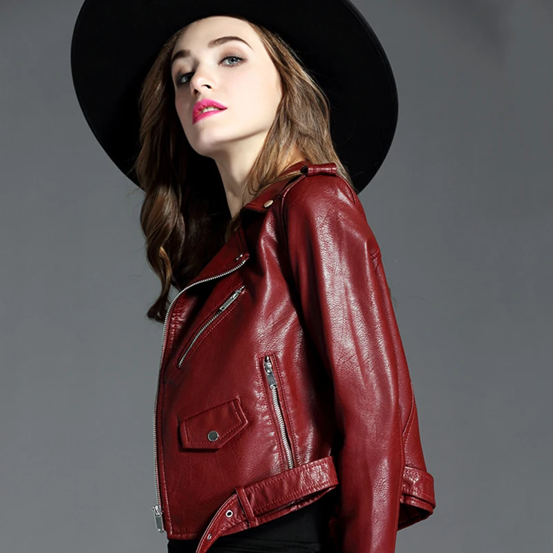 

2020 Women Punk Style Pu Leather Jacket Fashion Zipper Moto&Biker Short Faux Leather Jackets Coat Plus Size XXL Outwear