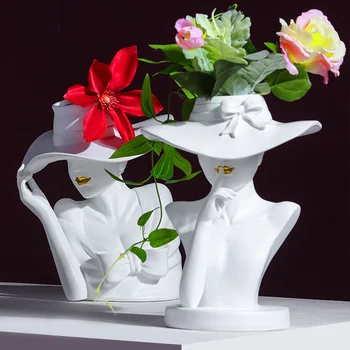 

Statue Vase Modern Home Style Garden Flower Pot Resin Sculpture Gardening Ornaments