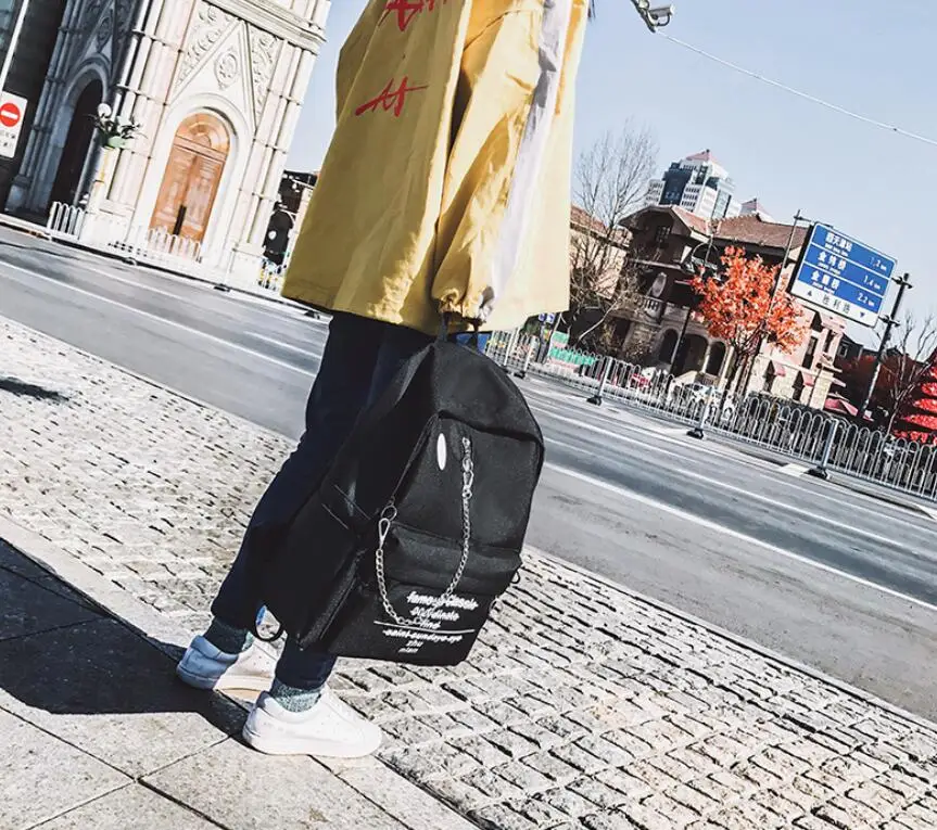 Трендовый рюкзак с цепочкой, женский рюкзак в стиле панк, хип-хоп, Оксфорд, водонепроницаемая уличная сумка для кампуса, студенческий рюкзак для путешествий, школьный рюкзак