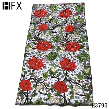 

HFX 2020 Latest High-end African Tulle Lace Fabric 2020 Soft Net Delicate Embroidery Nigerian Lace Material with leather H3790