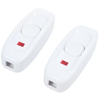 

2pcs AC 250V 10A ON/OFF Button Electric Control In Line Switch White
