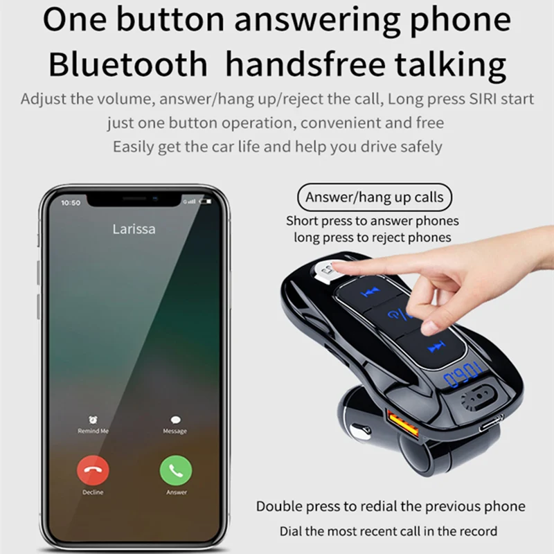 Автомобильный комплект, Bluetooth 5,0, беспроводной, Hands Free, авто MP3 плеер, напряжение батареи, двойной USB, быстрое зарядное устройство, поддержка TF карты, автомобильные аксессуары
