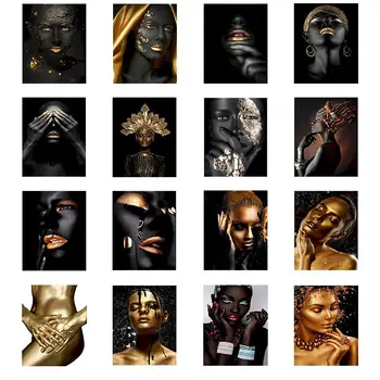 

Black Women Painting By Numbers Kits For Adultc Hand Painted Figure Picture Framed On Canvas Home Decor 40x50CM