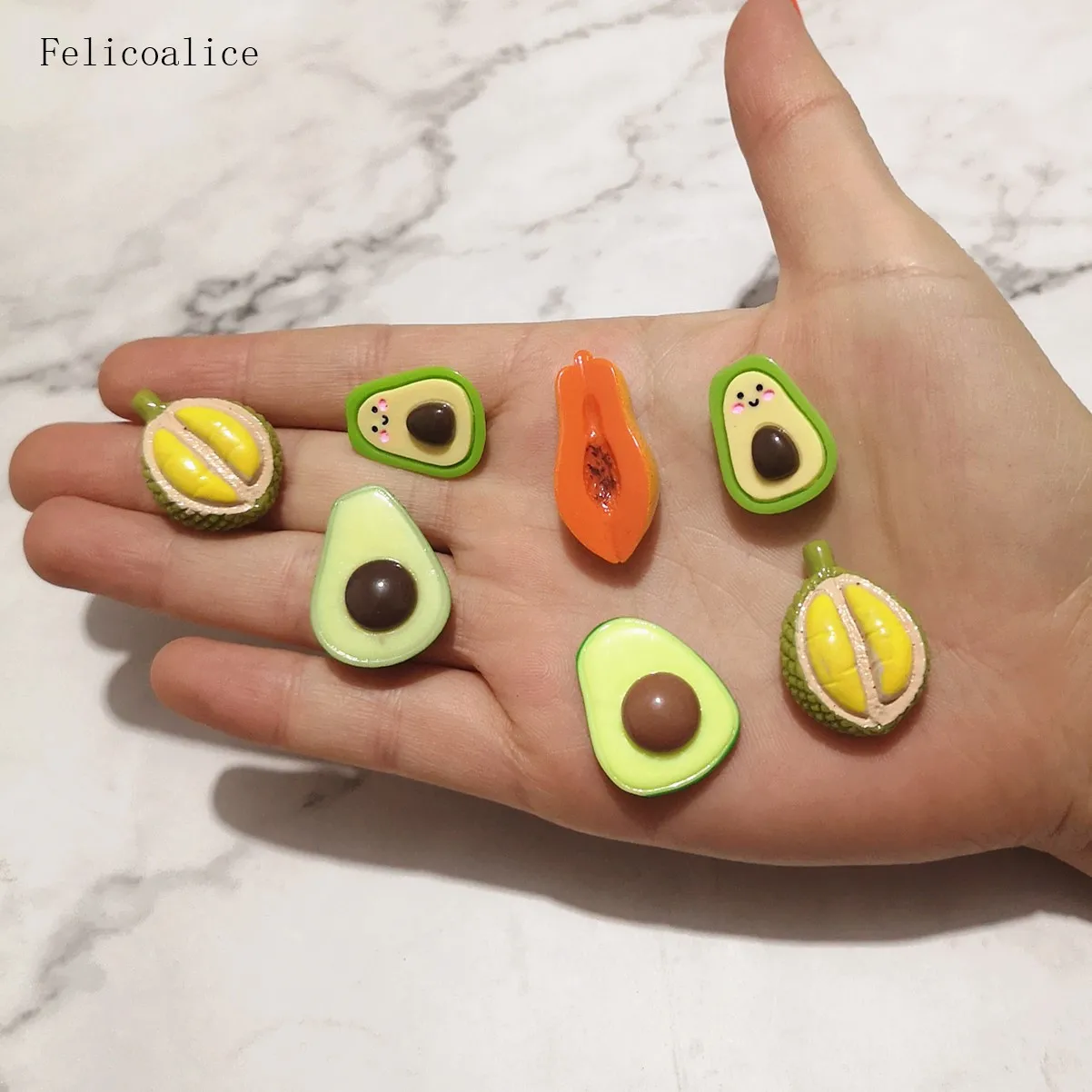 10 Stück Harz süße gemischte Mini Avocado Flatback Cabochon Scrapbooking Haarschleife Zentrum Verzierungen DIY Zubehör – Detail 2
