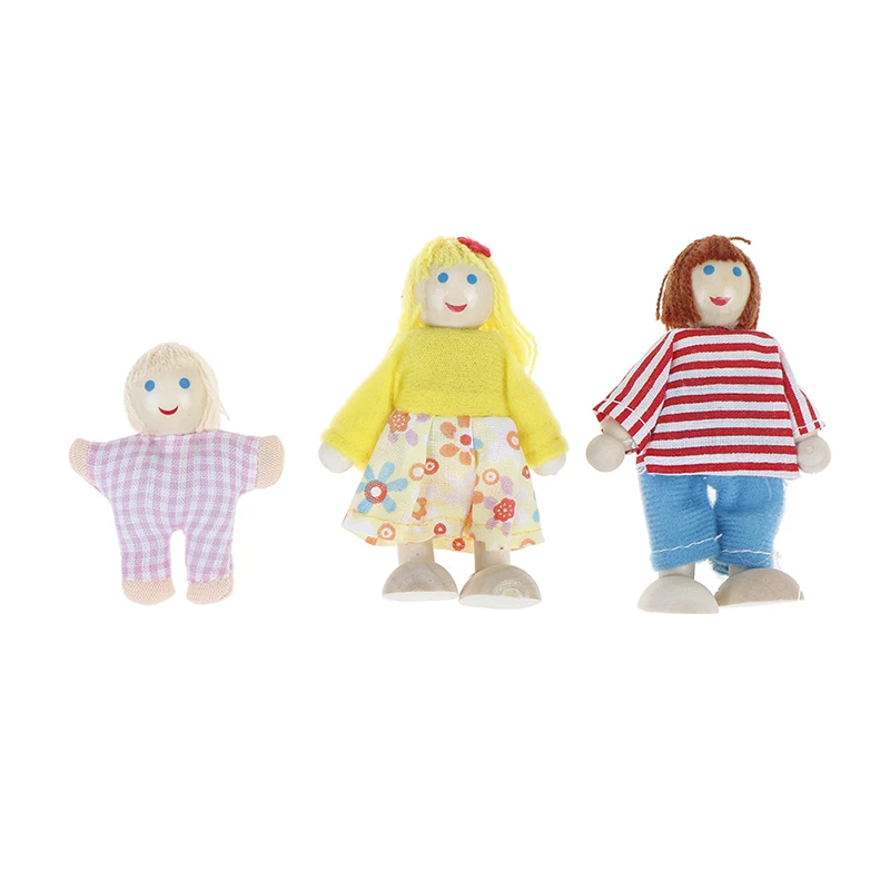 Small Wooden Toys Set Happy Dollhouse Family Dolls Figures Dressed Characters Children Kids Playing Doll Gift Kids Pretend Toy rainbow high doll