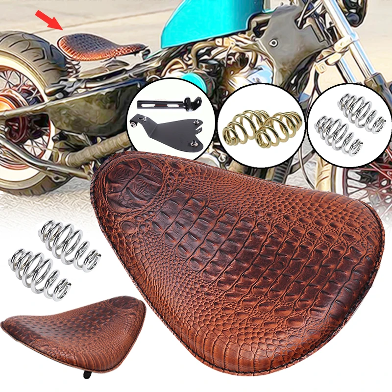 Motorcycle Solo Driver Seat Cushion Spring Bracket For Honda Shadow Spirit ACE VT 1100 750 Brown Leather Retro Saddle |