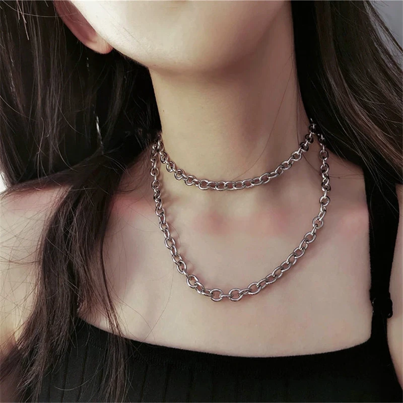 

Titanium Steel Thick Chain Collar 2020 New Harajuku Punk Short Necklace Clavicle Chain for Men and Women Party Punk Jewelry Gift