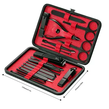 

Black Stainless Steel Nail Clippers 18Pcs Set Hand Pedicure Nail Clippers Set Multi-Function Nail Tools