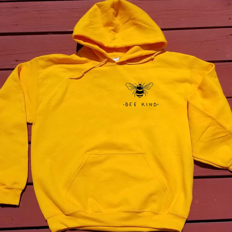 Ceny Jesień kobiety bluzy z kapturem pszczoła rodzaju kieszeń druku słodkie ubrania dla damskie bluzy z kapturem 2XL rozmiar śmieszne swetry Harajuku Kawaii topy