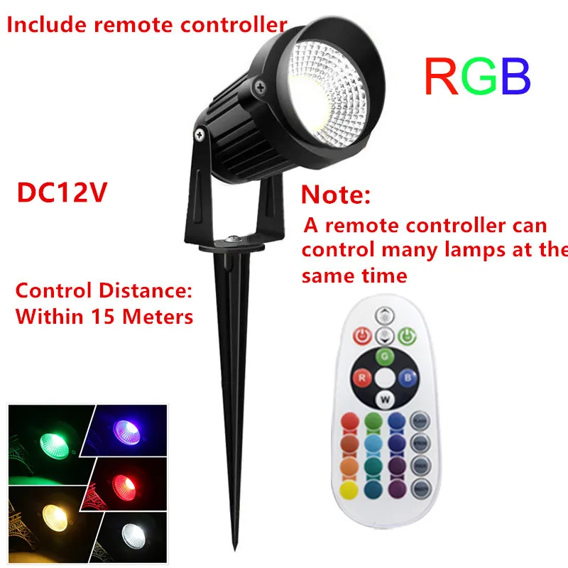 10W Outdoor RGB LED Garden Light RF Remote Control Color