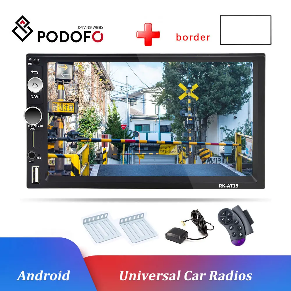  Podofo Android 8.1 Auto Multimedia Player 2Din GPS Navi Auto Radio Wifi Bluetooth Autoradio Univers