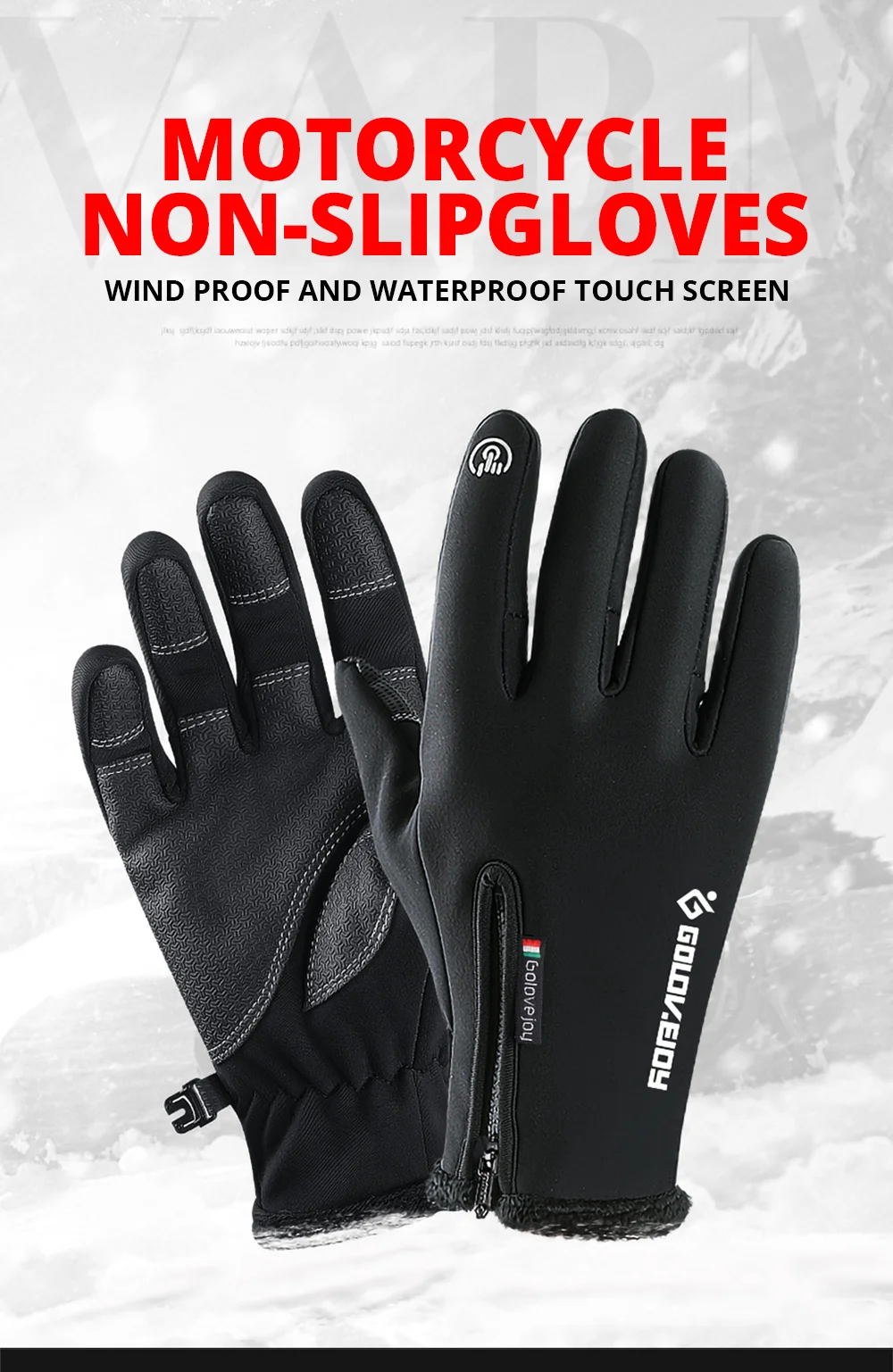 Motorcycle Gloves Sport Waterproof Riding Winter Warm Fleece Lined Touch  // 