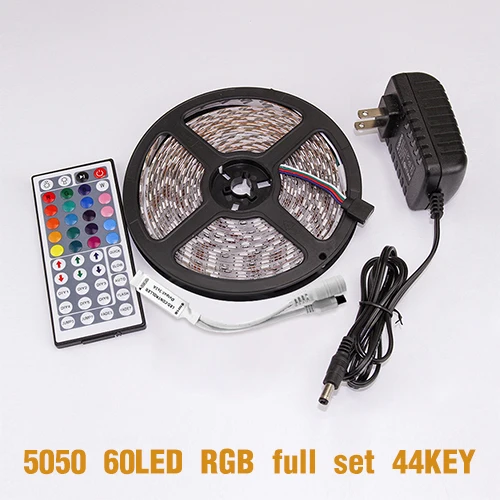Светодиодный светильник DC 12 В RGB SMD 2835 5050 44Key с дистанционным питанием 5 м 10 м 15 м полный комплект водонепроницаемый гибкий диодный ленточный светильник ing - Испускаемый цвет: 5050 60LED RGB 44KEY