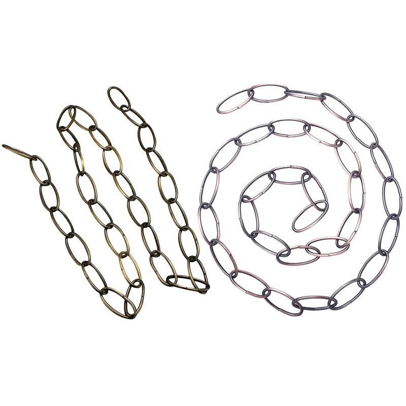 

2 Pcs 1M Heavy Duty Chain for Vintage Chandelier Hanging Lamp,Red Bronze & Green Bronze