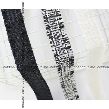 

4 yards 30mm Tweed Webbing Black&White Ribbon Fringed Trimming in vintage style accessory for bag garment free shipping