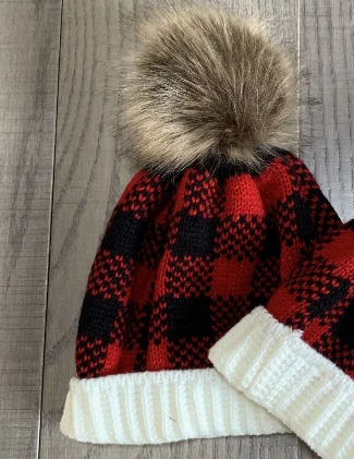mommy plaid Одежда для маленьких девочек; сезон осень-зима; эксклюзивные Детские аксессуары; семейный образ; вязаная шапка «Мама и я» из флиса; leoaprd; в клетку - Цвет: mommy plaid