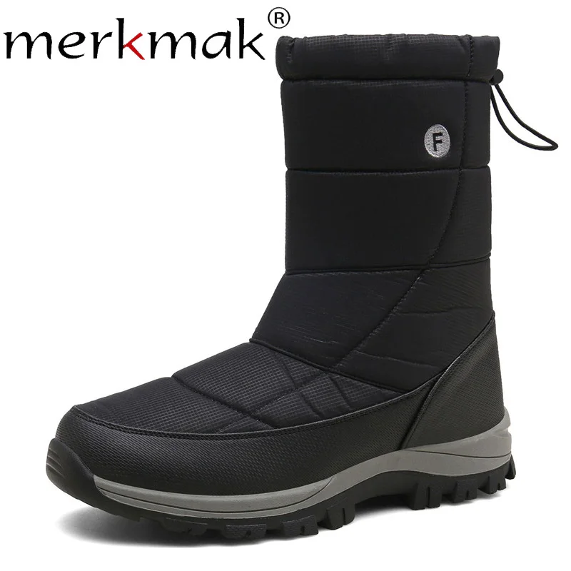 Merkmak/зимние высокие зимние ботинки; мужские теплые водонепроницаемые бархатные ботинки; Мужская обувь; мужские ботинки из хлопка; удобные большие размеры 36-46