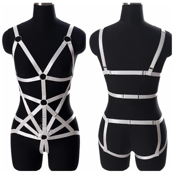 

Full Body Harness Goth Lingerie Belt White Wedding Bra Waist Garter Stockings Punk Underwear Plus Size Sexy Woman Suspender