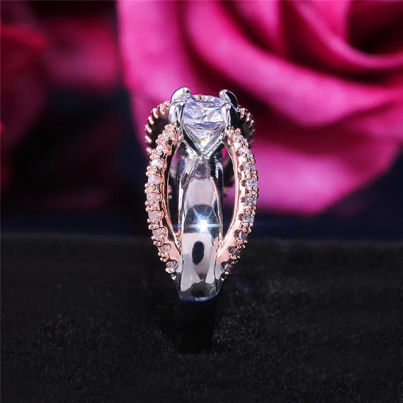 Модное женское круглое перекрещивающееся кольцо со стразами, роскошные свадебные кольца для невесты, простое серебро, вечерние кольца двойного цвета