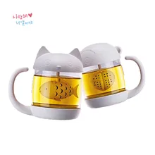 Заварочная чайная кружка с кошкой стеклянная индивидуальная чайная кружка с отделением для заварки кофейная стеклянная чашка креативная чашка для завтрака подарки на день рождения